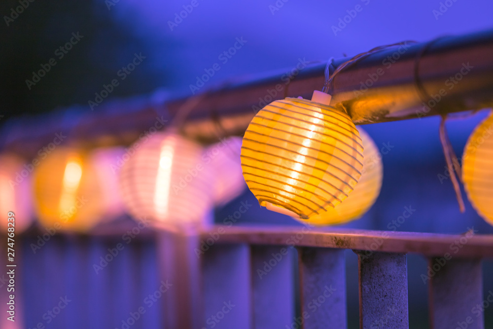 Lampions in the night: Garden party in summer Lampions in the night: Garden party in summer