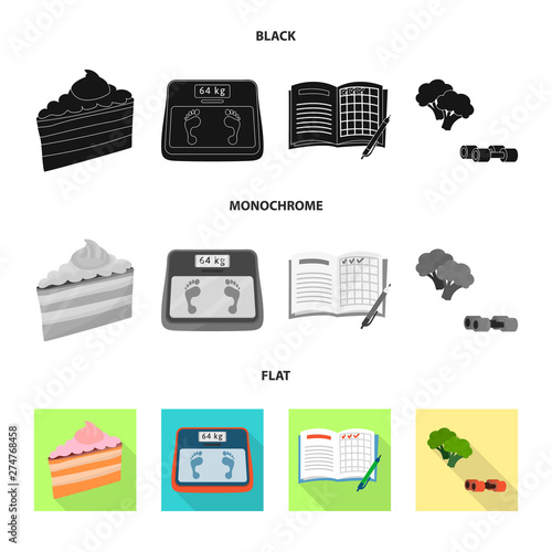 Vector illustration of diet and treatment sign. Collection of diet and medicine vector icon for stock.