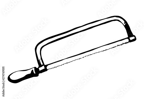 Iron hand saw. Vector drawing