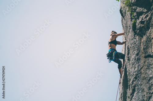 Woman engaged in extreme sport.