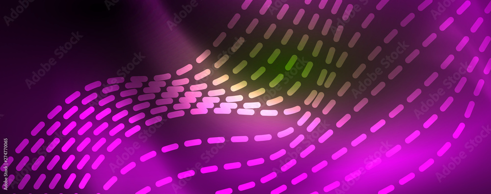 Obraz premium Shiny neon vector wave line abstract background, motion concept