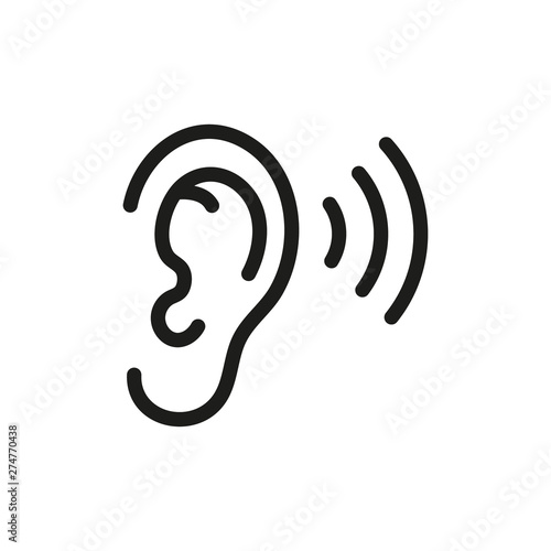 Fotografie, Obraz Ear listening icon. Vector. Isolated.