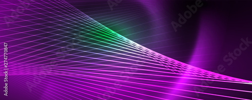 Vector neon light lines concept, abstract background