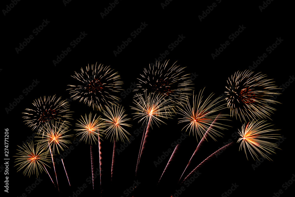 abstract beautiful firework celebration rows on black background abstract beautiful firework celebration rows on black background