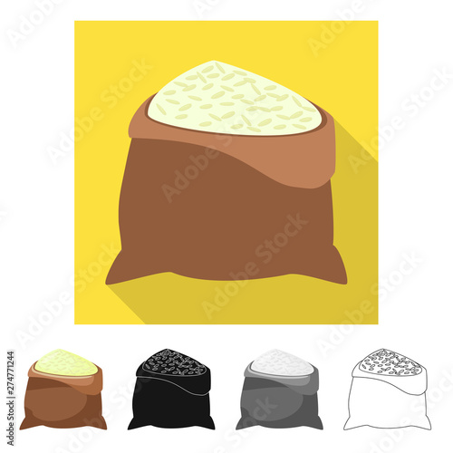 Isolated object of bag and rice symbol. Set of bag and wholesale vector icon for stock.