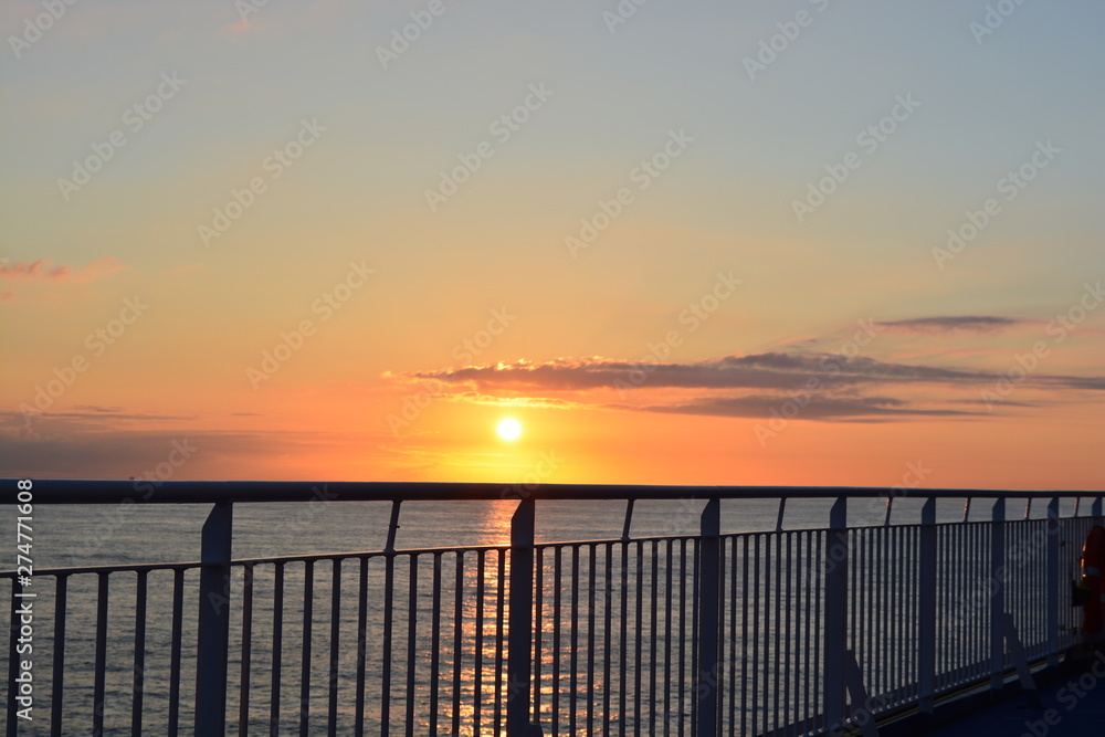 A beautiful sunrise over the north sea viewed from a ship A beautiful sunrise over the north sea viewed from a ship