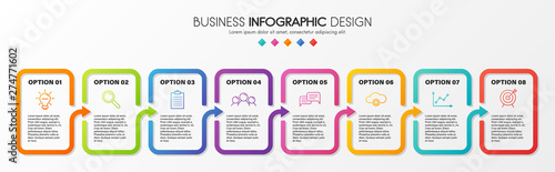 Business infographic template with 8 steps. Vector