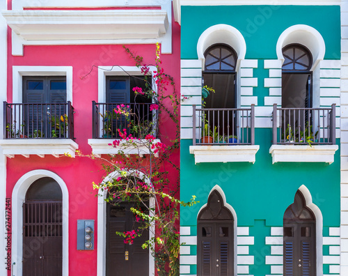 Colorful colonial architecture of old San Juan in Puerto Rico
