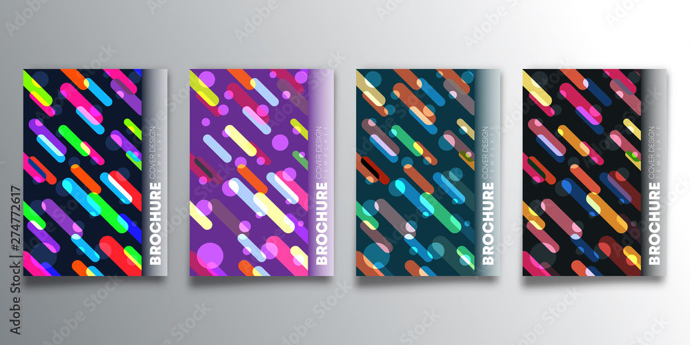 Set of geometric design backgrounds with colorful lines and circles for flyer, poster, brochure cover, typography or other printing products