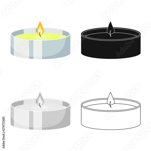 Vector design of candle and wick icon. Collection of candle and aroma stock vector illustration.