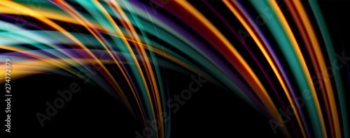 Fluid color swirls on black. Modern background with trendy design © antishock