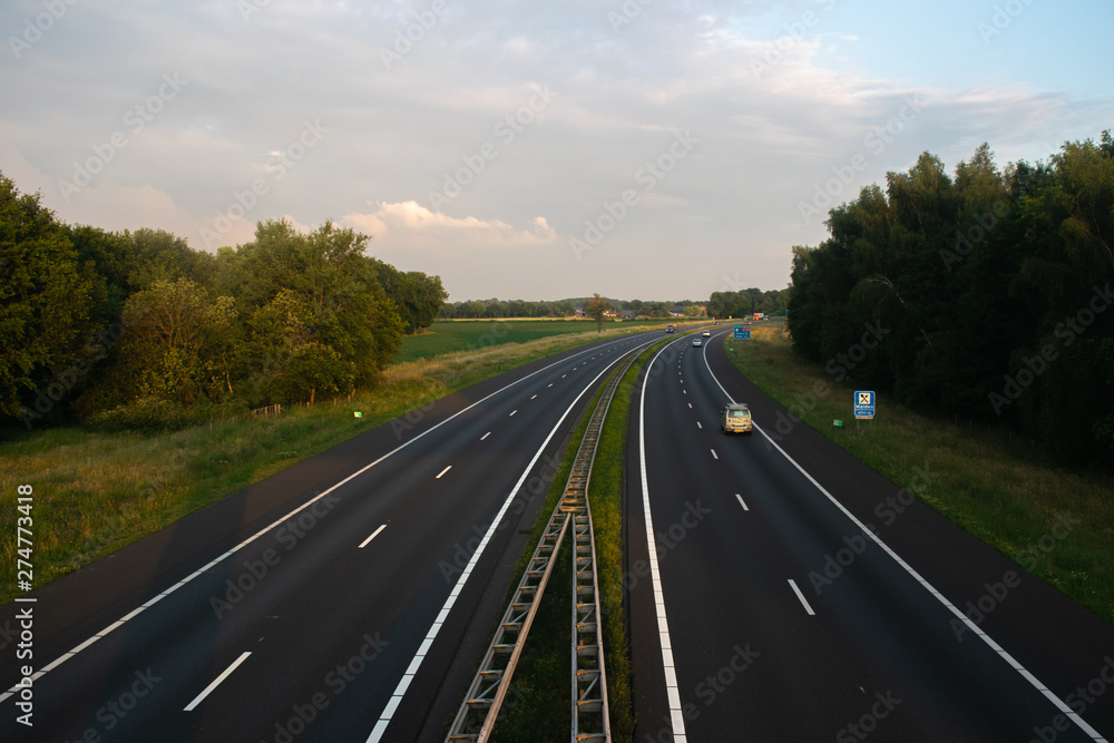 A Dutch Highway during sunset
