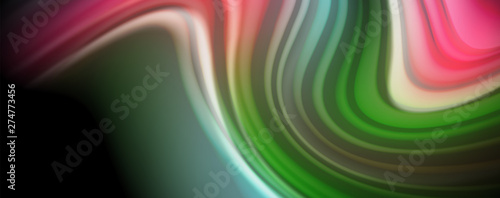 Modern rainbow liquid color flow colorful poster. Wave Liquid shape in black color background. Abstract composition
