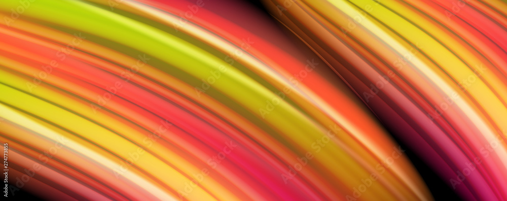 Abstract wave lines fluid rainbow style color stripes on black background. Artistic illustration for presentation, app wallpaper, banner or poster Abstract wave lines fluid rainbow style color stripes on black background. Artistic illustration for presentation, app wallpaper, banner or poster