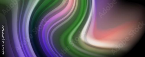 Modern rainbow liquid color flow colorful poster. Wave Liquid shape in black color background. Abstract composition