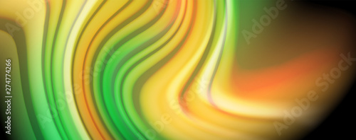 Modern rainbow liquid color flow colorful poster. Wave Liquid shape in black color background. Abstract composition