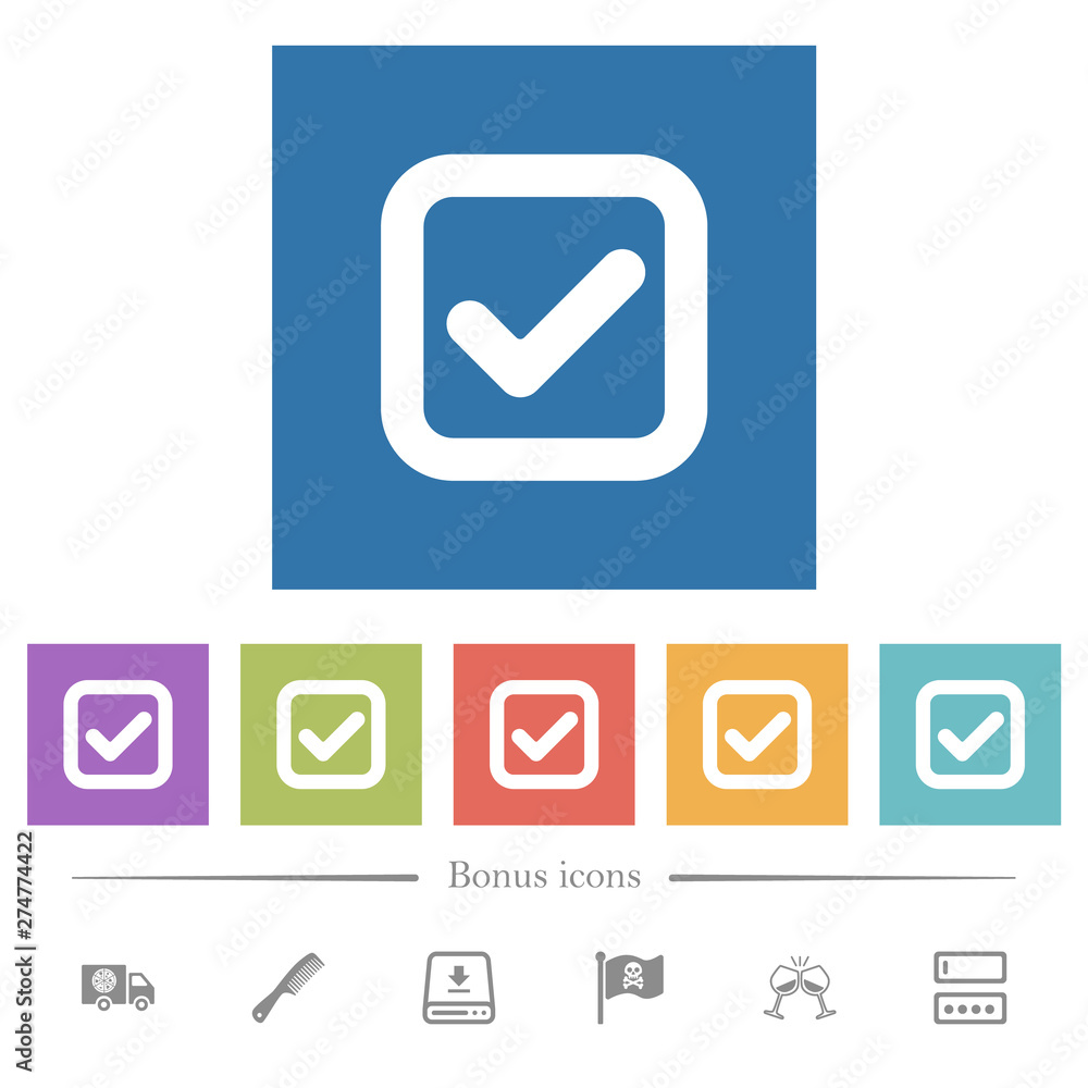 Checkbox flat white icons in square backgrounds Checkbox flat white icons in square backgrounds