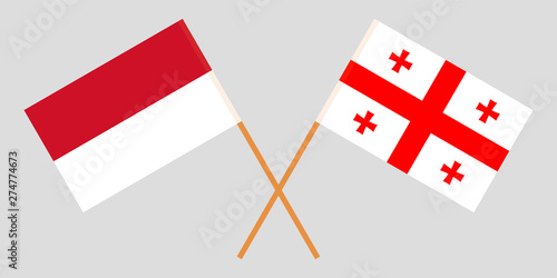 Georgia and Indonesia. Crossed Georgian and Indonesian flags