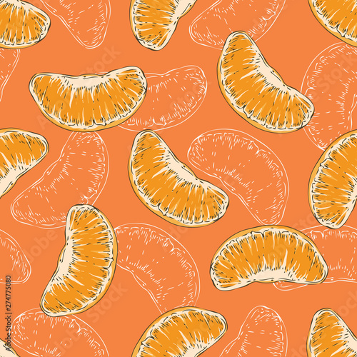 Seamless Pattern with Tangerine