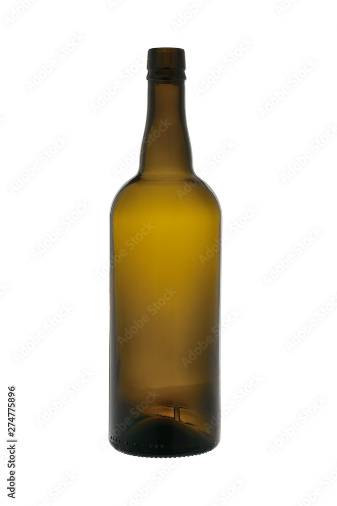 The empty bottle from dark glass isolated on a white background The empty bottle from dark glass isolated on a white background