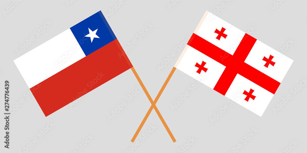 Georgia and Chile. Crossed Georgian and Chilean flags