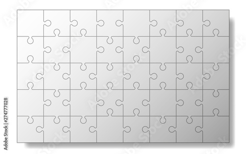 Puzzle mockup templates, 40 pieces, vector illustration
