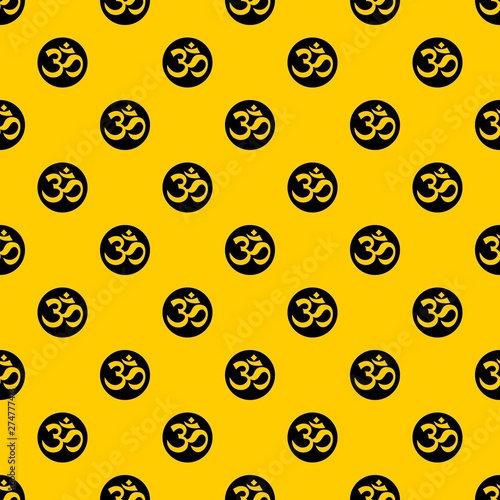 Symbol Aum pattern seamless vector repeat geometric yellow for any design
