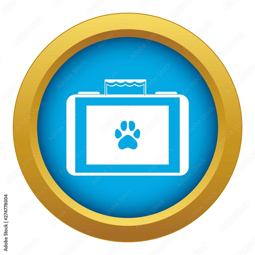 Suitcase for animals icon blue vector isolated on white background for any design