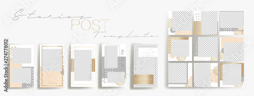 Design backgrounds for social media banner.Set of instagram stories and post frame templates.Vector cover. Mock up for personal blog or shop.Layout for promotion.Endless square puzzle layout 