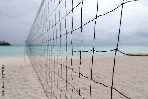 Volleyball court on the beach of a tropical island