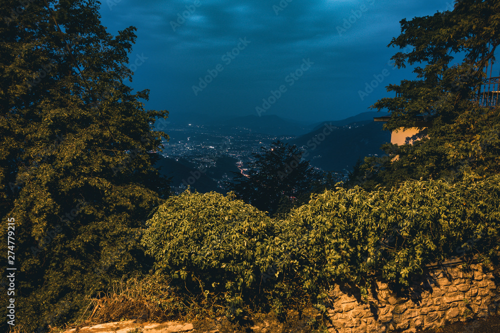 Panorama of the night city in Italy