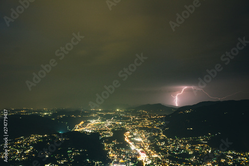 Night storm on Lake Como