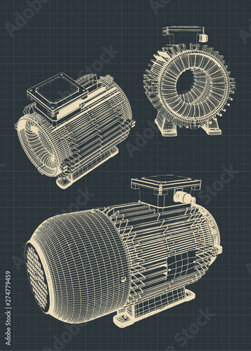 Electric motor drawings illustration