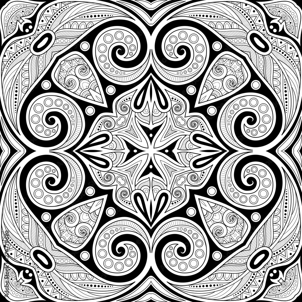 Obraz premium Monochrome Seamless Pattern with Mosaic Motif