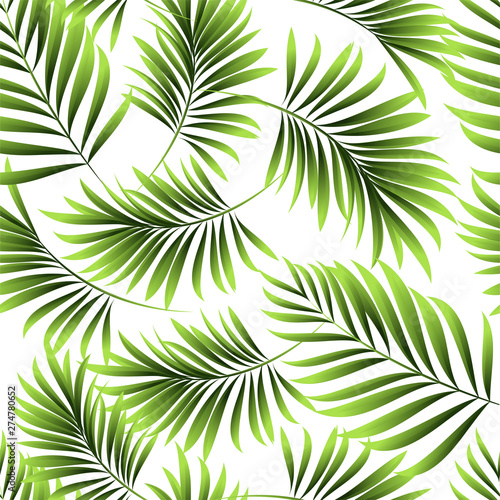 Palm trees. Tropical plants seamless pattern. Vector image.