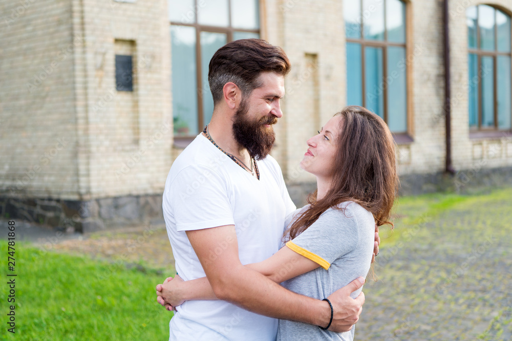 Happy together. Couple in love walking having fun. Man bearded hipster and pretty woman in love. Loving heart is truest wisdom. Summer vacation. Fall in love. Couple relaxing enjoying each other Happy together. Couple in love walking having fun. Man bearded hipster and pretty woman in love. Loving heart is truest wisdom. Summer vacation. Fall in love. Couple relaxing enjoying each other