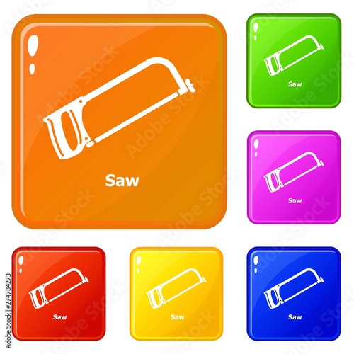 Saw icons set collection vector 6 color isolated on white background