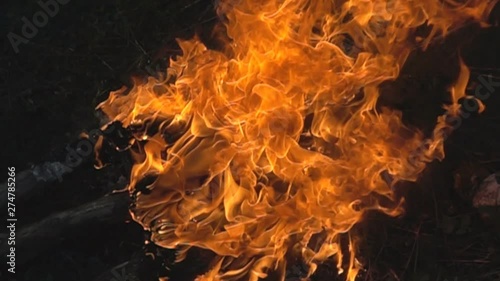 Big fire, view from above. Super slow motion 1000 fps photo