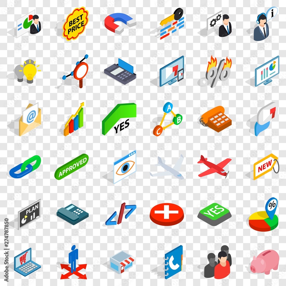 Transaction icons set. Isometric style of 36 transaction vector icons for web for any design Transaction icons set. Isometric style of 36 transaction vector icons for web for any design