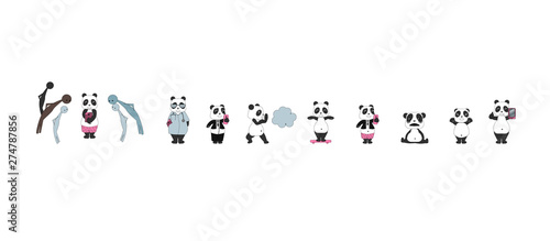  There are a lot of pandas involved in everyday human affairs. Sports, communication, peeping.