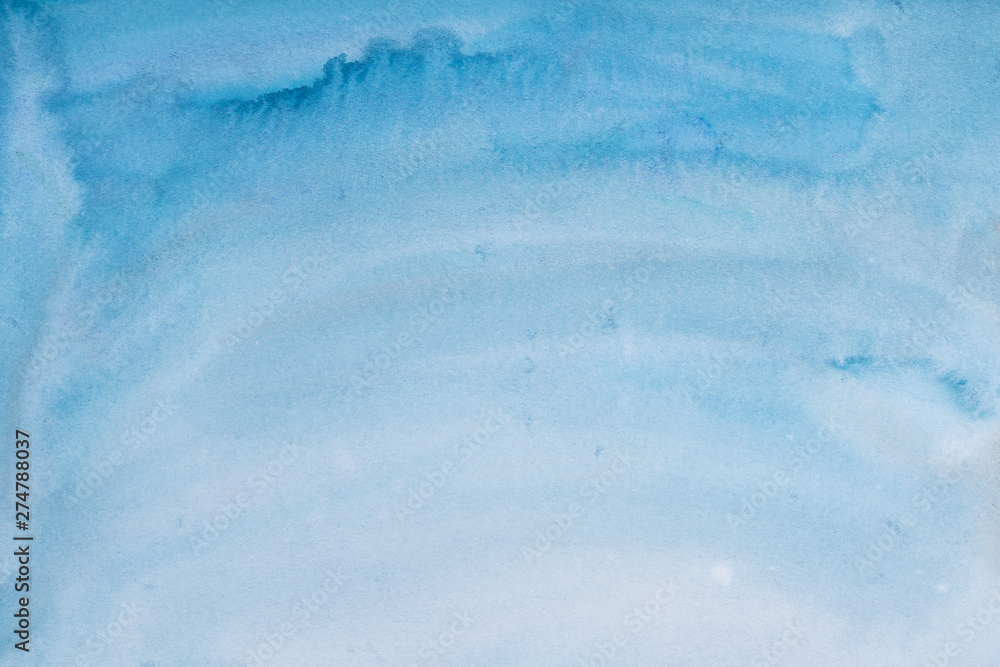 Obraz premium blue watercolor background, sheet of paper covered with paint with texture