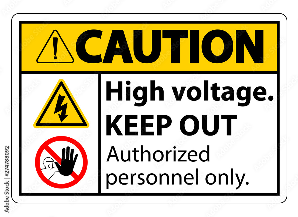 Caution High Voltage Keep Out Sign Isolate On White Background,Vector Illustration EPS.10