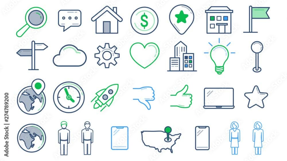 Line icons on the white background Line icons on the white background