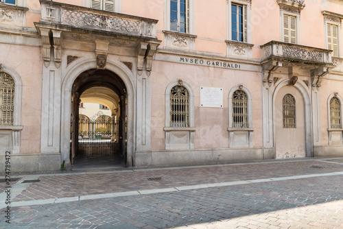 Facade of the Giuseppe Garibaldi Historical Museum in the historic center of Como  Italy.