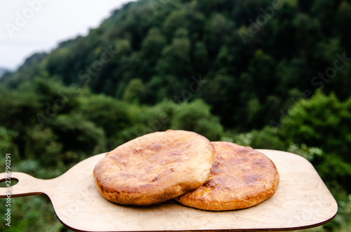 armenian traditional sweet gata on wooden board