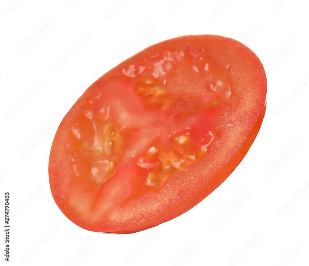 Slice of tomato for burger isolated on white Slice of tomato for burger isolated on white