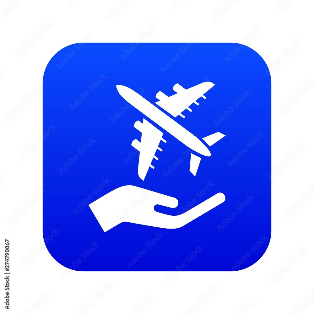 Air passenger protection icon blue vector isolated on white background
