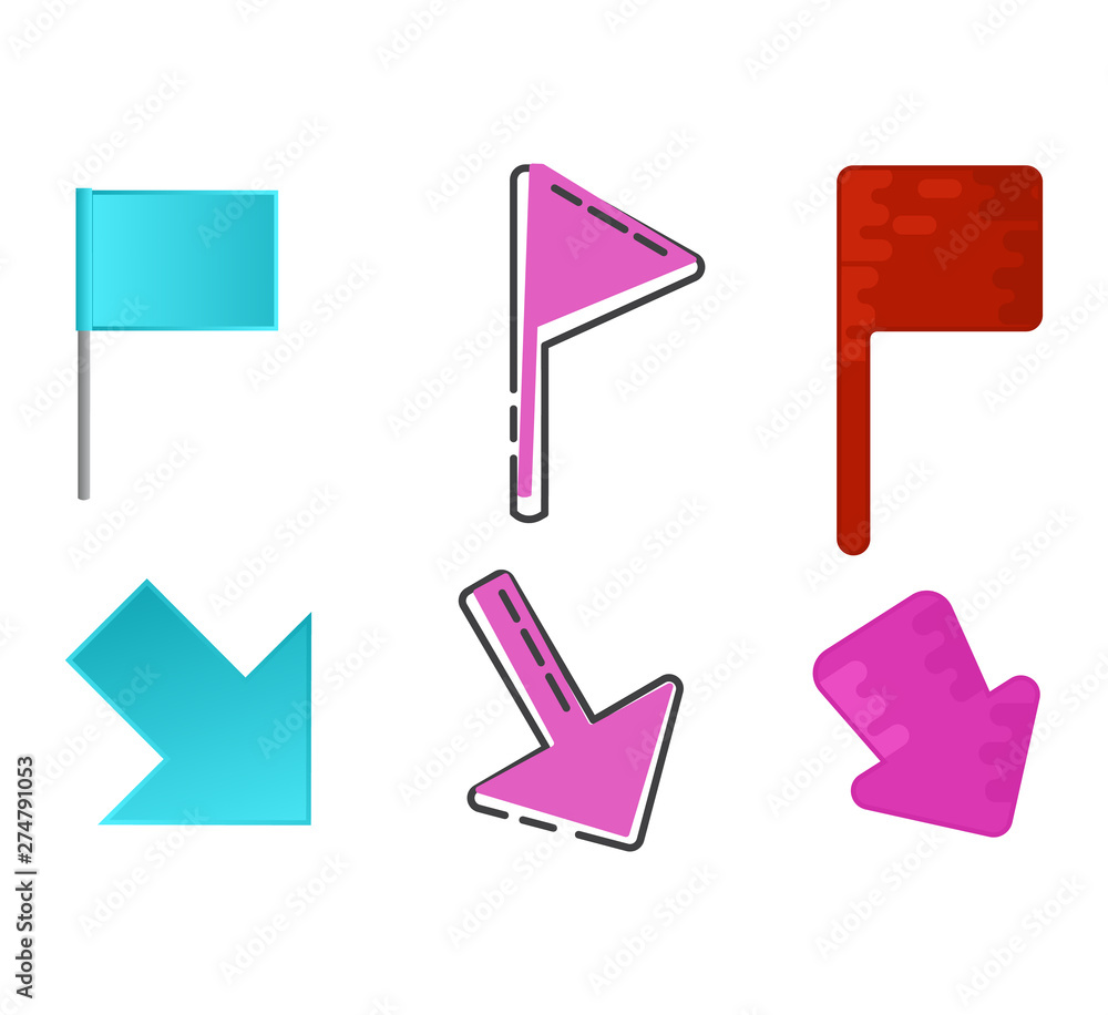 Map pointer vector location pin marker sign navigation icon colorful place point design illustration set of arrowheaded mark button flag arrow in gps direction isolated on white background Map pointer vector location pin marker sign navigation icon colorful place point design illustration set of arrowheaded mark button flag arrow in gps direction isolated on white background