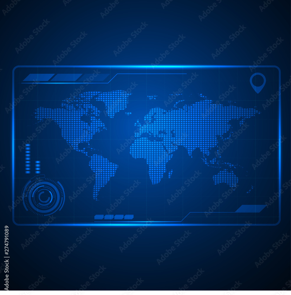 Future technology world map vector illustration Future technology world map vector illustration
