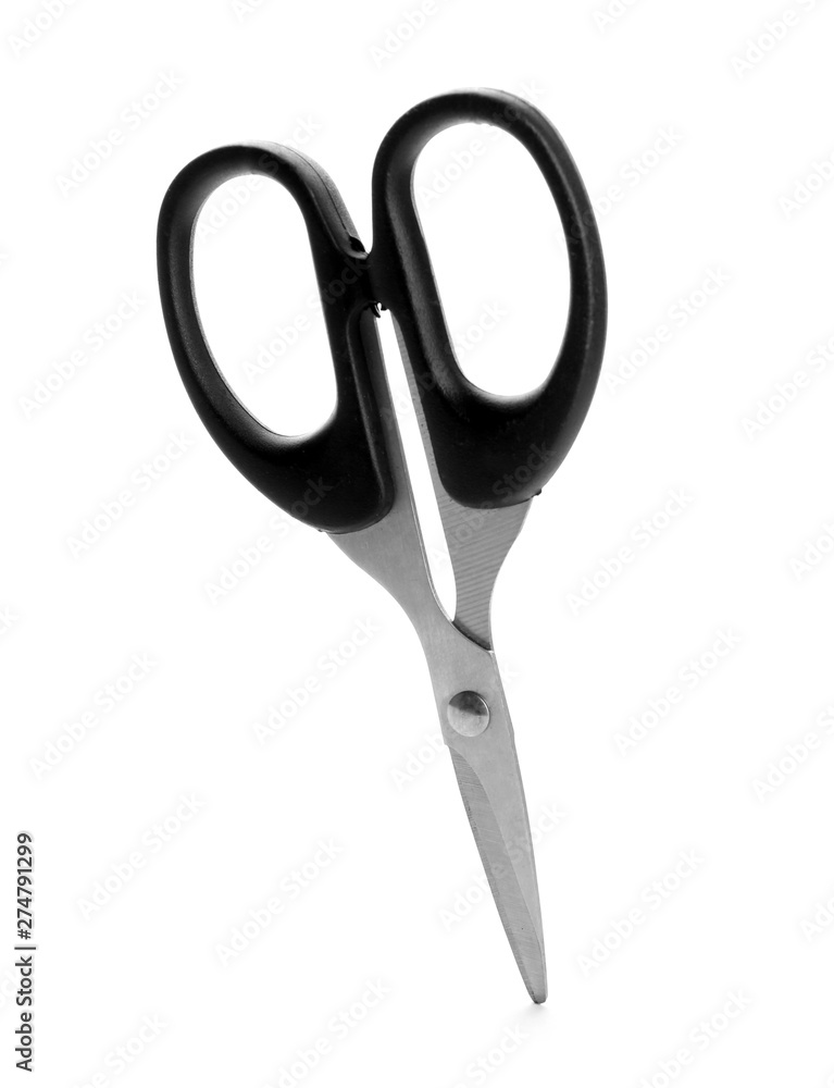 Pair of sharp scissors on white background Pair of sharp scissors on white background